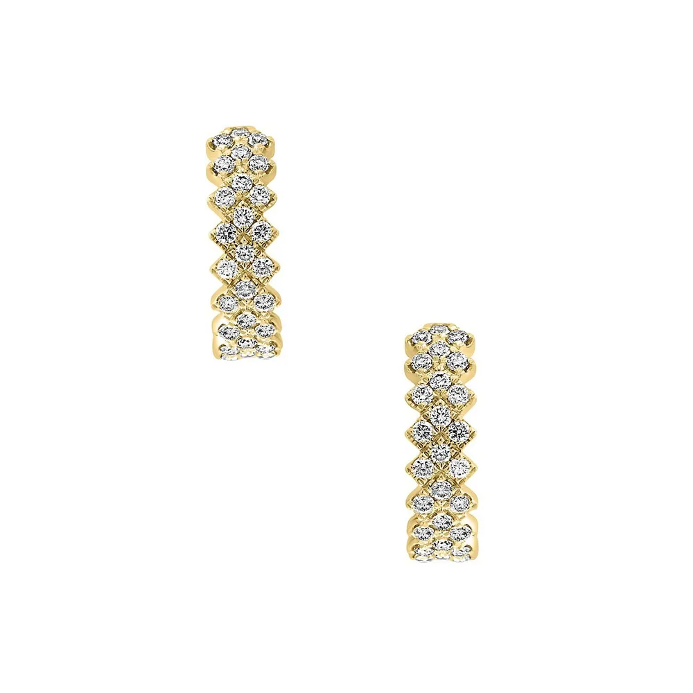 14K Yellow Gold & 1.01 CT. T.W. Diamond Hoop Earrings