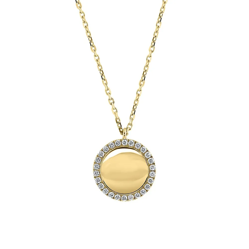 D'Oro 14K Yellow Gold & 0.31 CT. T.W. Diamond Pendant Necklace