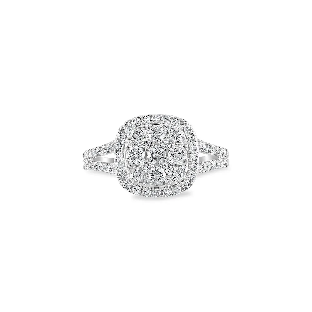 Pavé Classica 14K White Gold & 0.97 CT. T.W. Diamond Cluster Ring