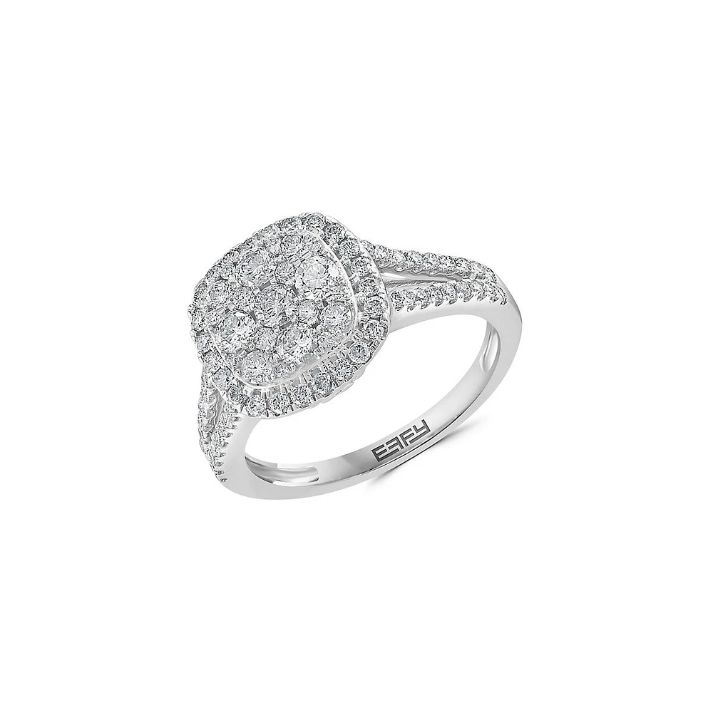 Pavé Classica 14K White Gold & 0.97 CT. T.W. Diamond Cluster Ring