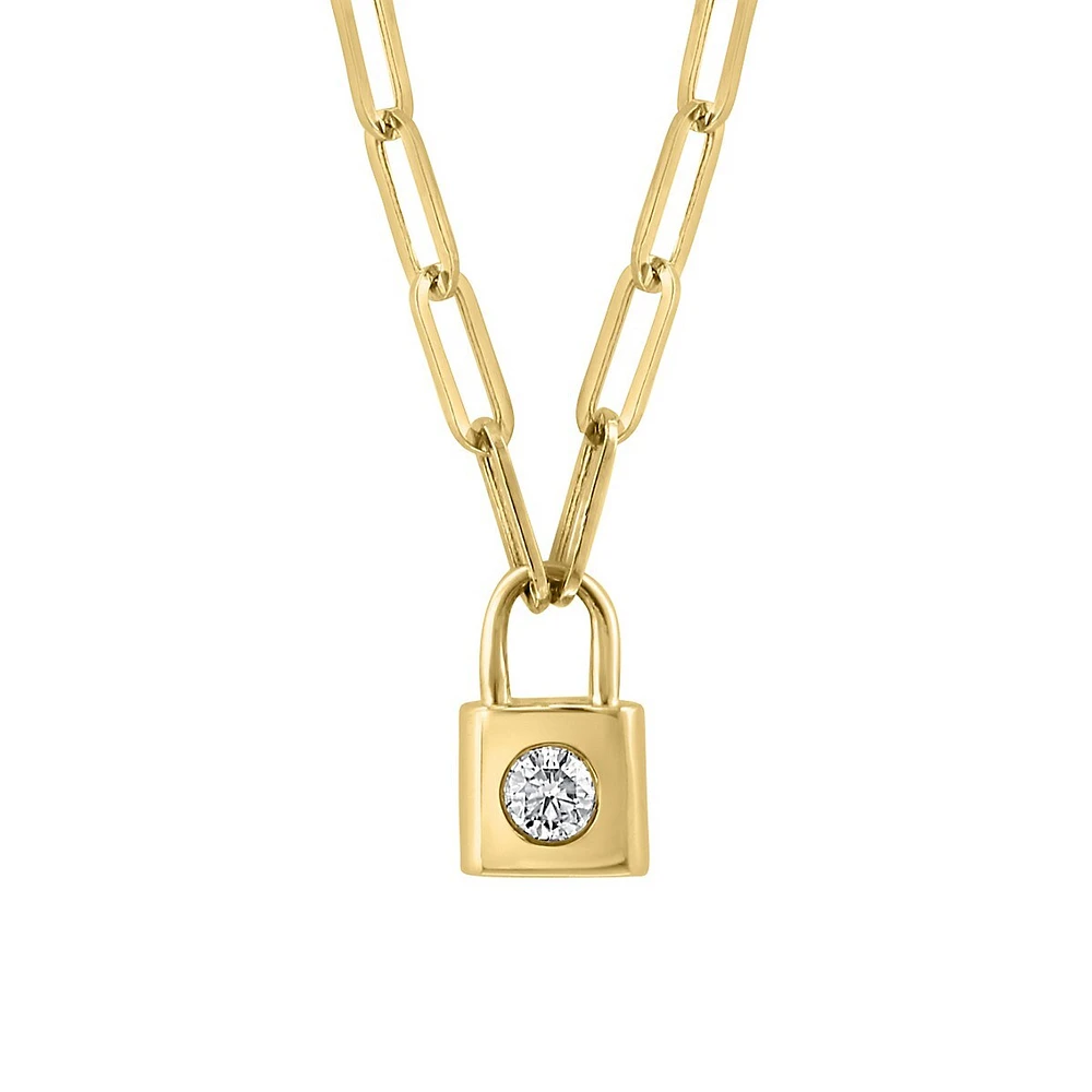 Collier en or jaune 14 ct avec diamants 0,15 ct PT D'Oro