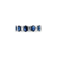 14K White Gold, Natural Sapphire & White Sapphire Ring