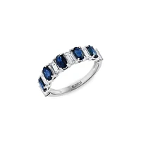 14K White Gold, Natural Sapphire & White Sapphire Ring