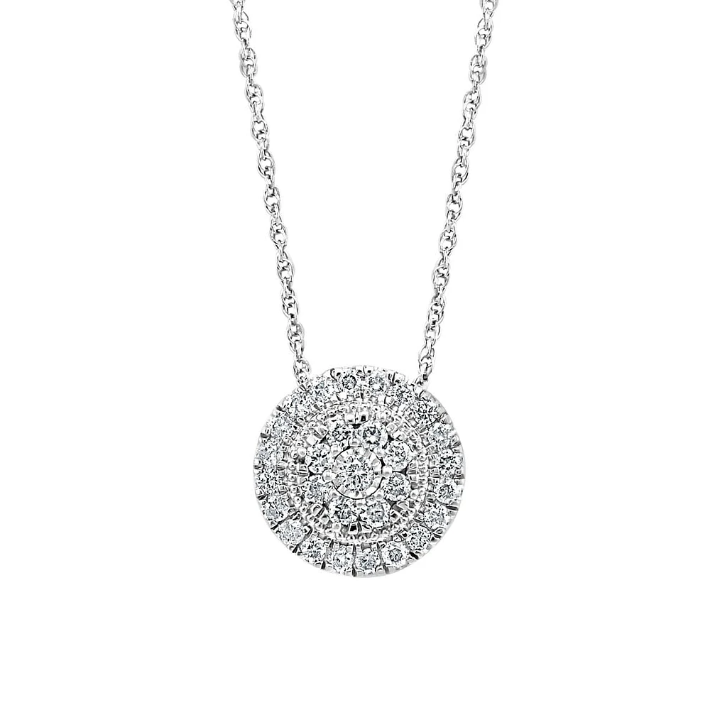 Sterling Silver & CT. T.W. Diamond Round Pendant Necklace