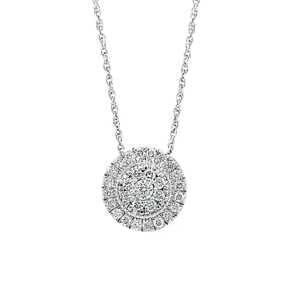 Collier avec pendentif rond en argent sterling et diamant de 0,48 ct. TW