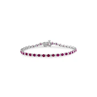 Bracelet de tennis en argent sterling avec diamants 0,11 ct PT et rubis