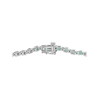 Bracelet tennis en argent sterling avec diamants 0,11 ct PT et émeraudes