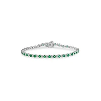 Bracelet tennis en argent sterling avec diamants 0,11 ct PT et émeraudes