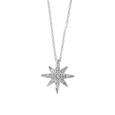 Sterling Silver & 0.23 CT. T.W. Diamond Star Pendant Necklace