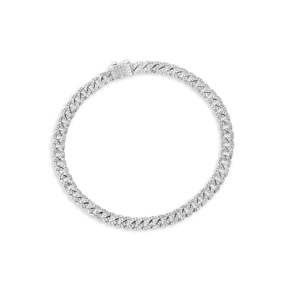 14K White Gold & 1.74 CT. T.W. Curb Chain Diamond Bracelet