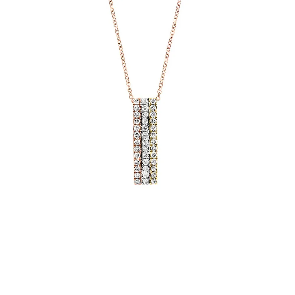 Collier avec pendentif en or 14 ct tri-ton et diamant 0,61 ct PT