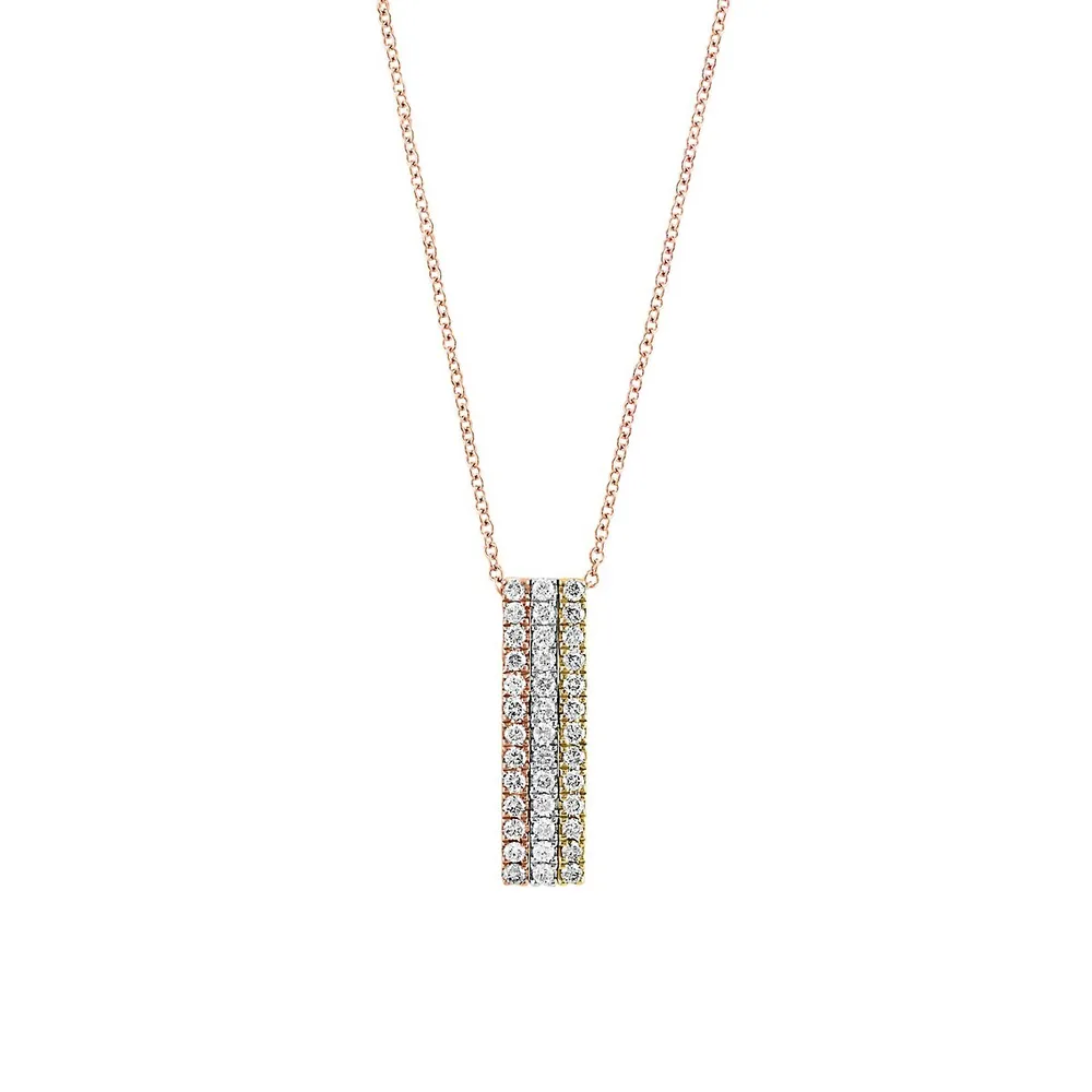 14K Tri-Tone Gold & 0.61 C.T. T.W. Tri-Tone Diamond Pendant Necklace