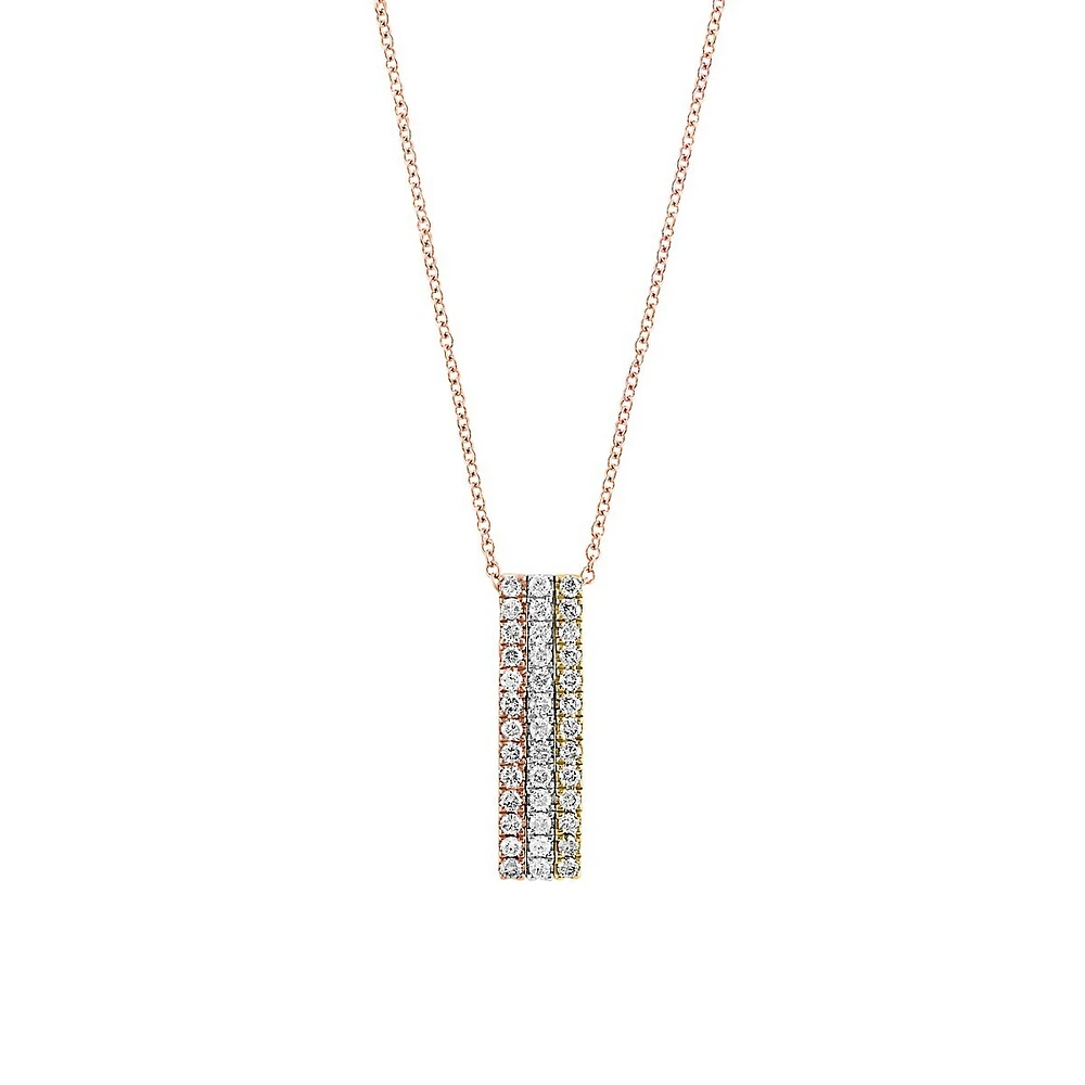 Collier avec pendentif en or 14 ct tri-ton et diamant 0,61 ct PT