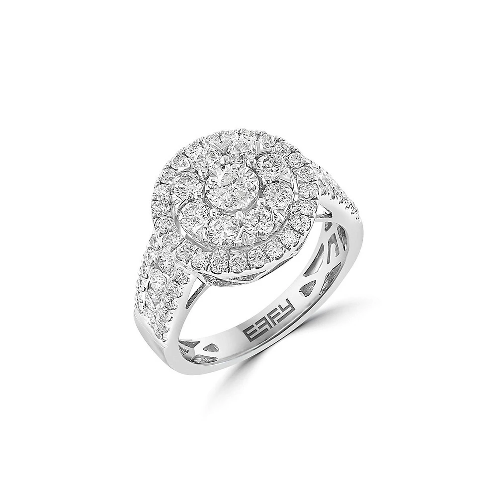 14K White Gold & 1.65 CT. T.W. Diamond Round Pavé Ring