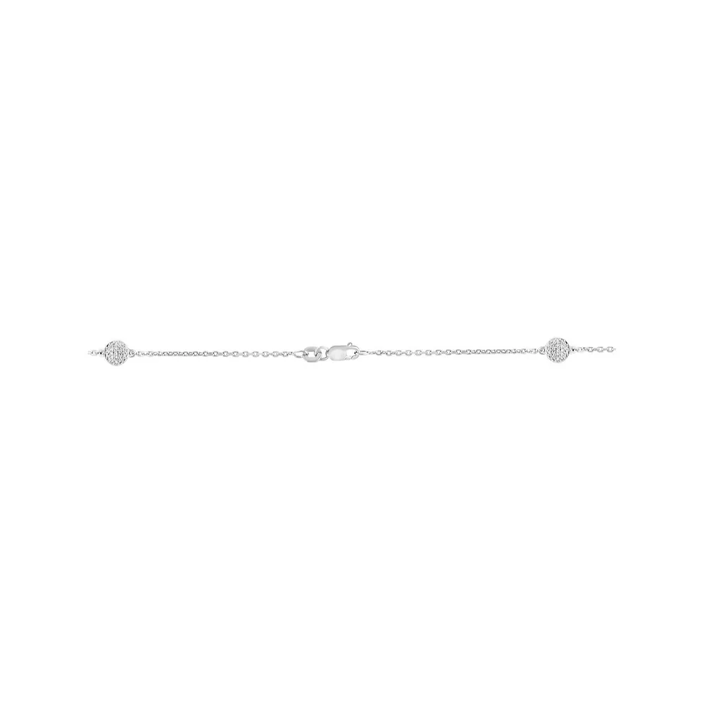 Sterling Silver & CT. T.W. Diamond Station Necklace