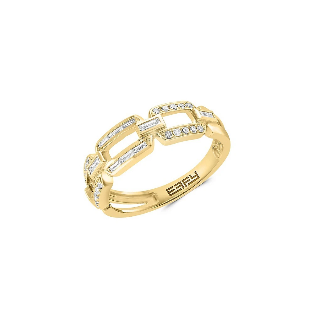 Anneau en or jaune 14 ct avec diamant de 0,29 ct PT