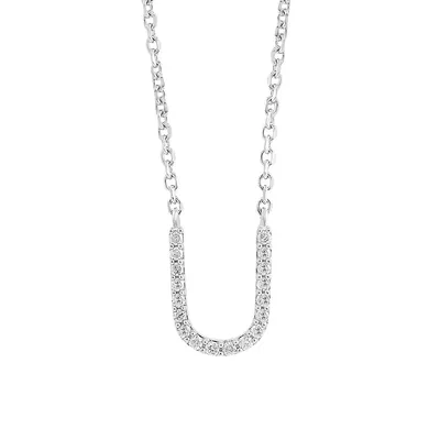 Sterling Silver & 0.15 CT. T.W. Diamond U Pendant Necklace