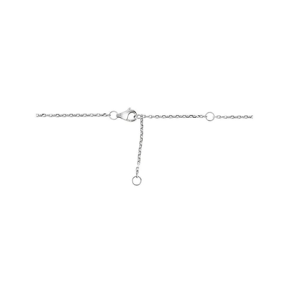 Sterling Silver & 0.15 CT. T.W. Diamond W Pendant Necklace