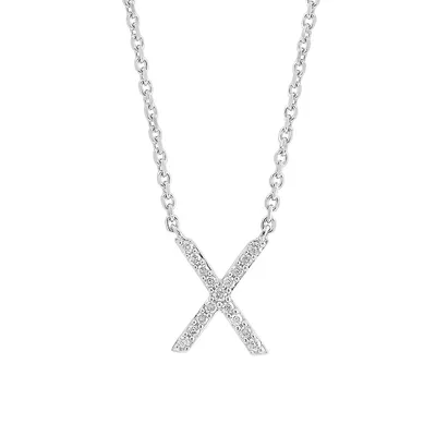 Sterling Silver & 0.15 CT. T.W. Diamond Initial Pendant Necklace