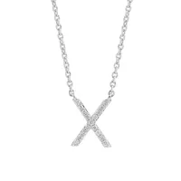 Sterling Silver & 0.15 CT. T.W. Diamond Initial Pendant Necklace