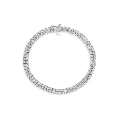 Bracelet de tennis en argent sterling 2 rangs et diamants de 0,5 ct PT Balissima