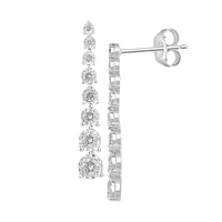 Sterling Silver & 0.47 CT. T.W. Diamond Linear Earrings