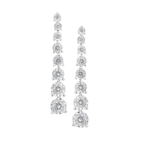 Sterling Silver & 0.47 CT. T.W. Diamond Linear Earrings