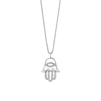 Collier en argent sterling avec pendentif en diamants 0,12 ct PT Hamsa