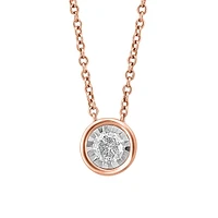 14K Rose Gold, 14K White Gold & 0.23 CT. T.W. Bezel-Set Diamond Pendant Necklace