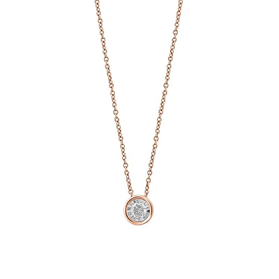 14K Rose Gold, 14K White Gold & 0.23 CT. T.W. Bezel-Set Diamond Pendant Necklace