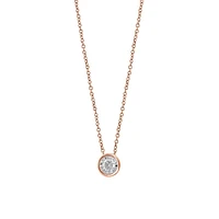 14K Rose Gold, 14K White Gold & 0.23 CT. T.W. Bezel-Set Diamond Pendant Necklace