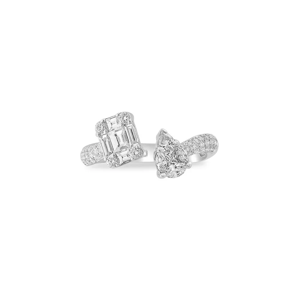 14K White Gold & 1.03 CT. T.W. Diamond Open Ring