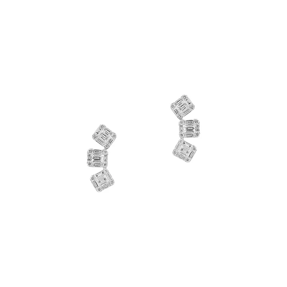 14K White Gold & 0.64 CT. T.W. Diamond Stud Earrings