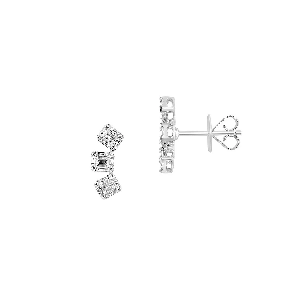 14K White Gold & 0.64 CT. T.W. Diamond Stud Earrings