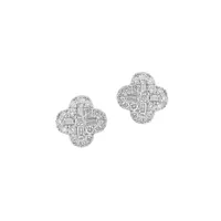 14K White Gold & 0.75 CT. T.W. Diamond Pavé Cross Stud Earrings