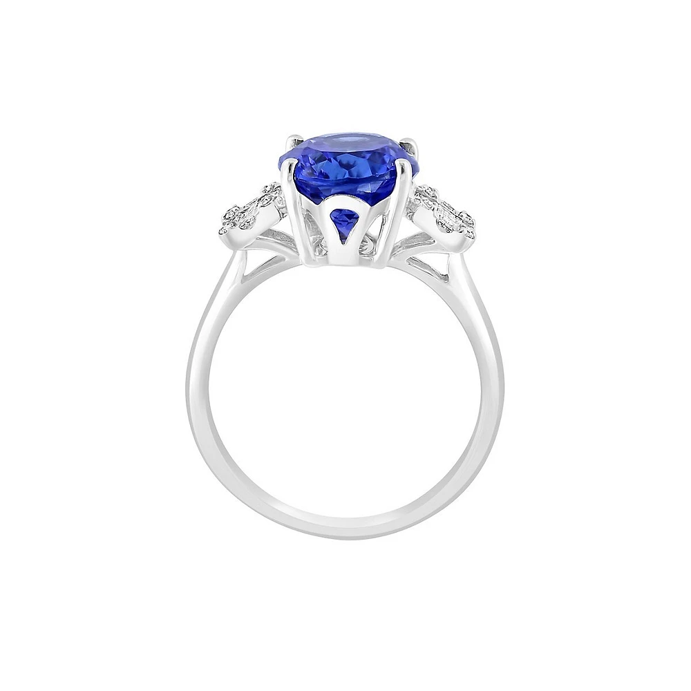 Bague en or blanc 14 carats, tanzanite et diamant de 0,29 ct. TW