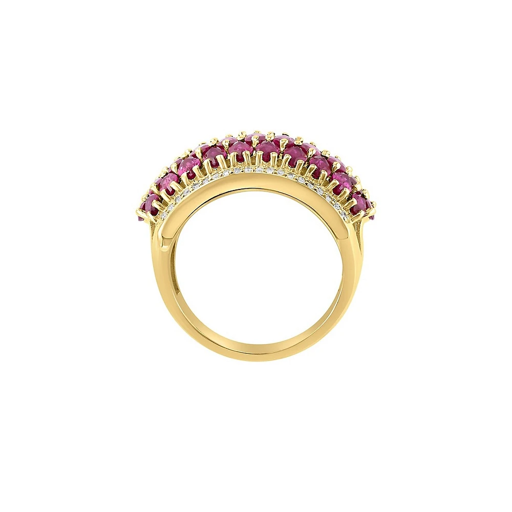 14K Gold. Natural Ruby & CT. T.W. Diamond Ring