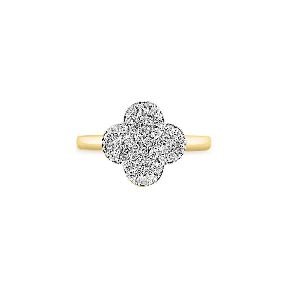 14K Yellow Gold & 0.49 CT. T.W. Diamond Clover Ring