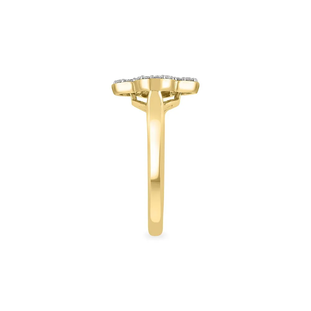 14K Yellow Gold & 0.49 CT. T.W. Diamond Clover Ring