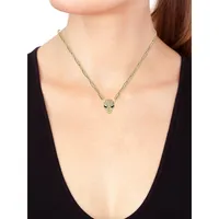 14K Yellow Gold, Emerald & 0.38 CT. T.W. Diamond Pendant Necklace