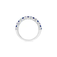 Sterling Silver, 1.14 CT. T.W. Diamond & Sapphire Ring