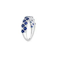 Sterling Silver, 1.14 CT. T.W. Diamond & Sapphire Ring