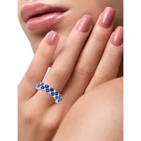 Sterling Silver, 1.14 CT. T.W. Diamond & Sapphire Ring