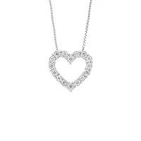 Collier avec pendentif en forme de cœur en argent sterling 925 et diamants 0,23 ct PT