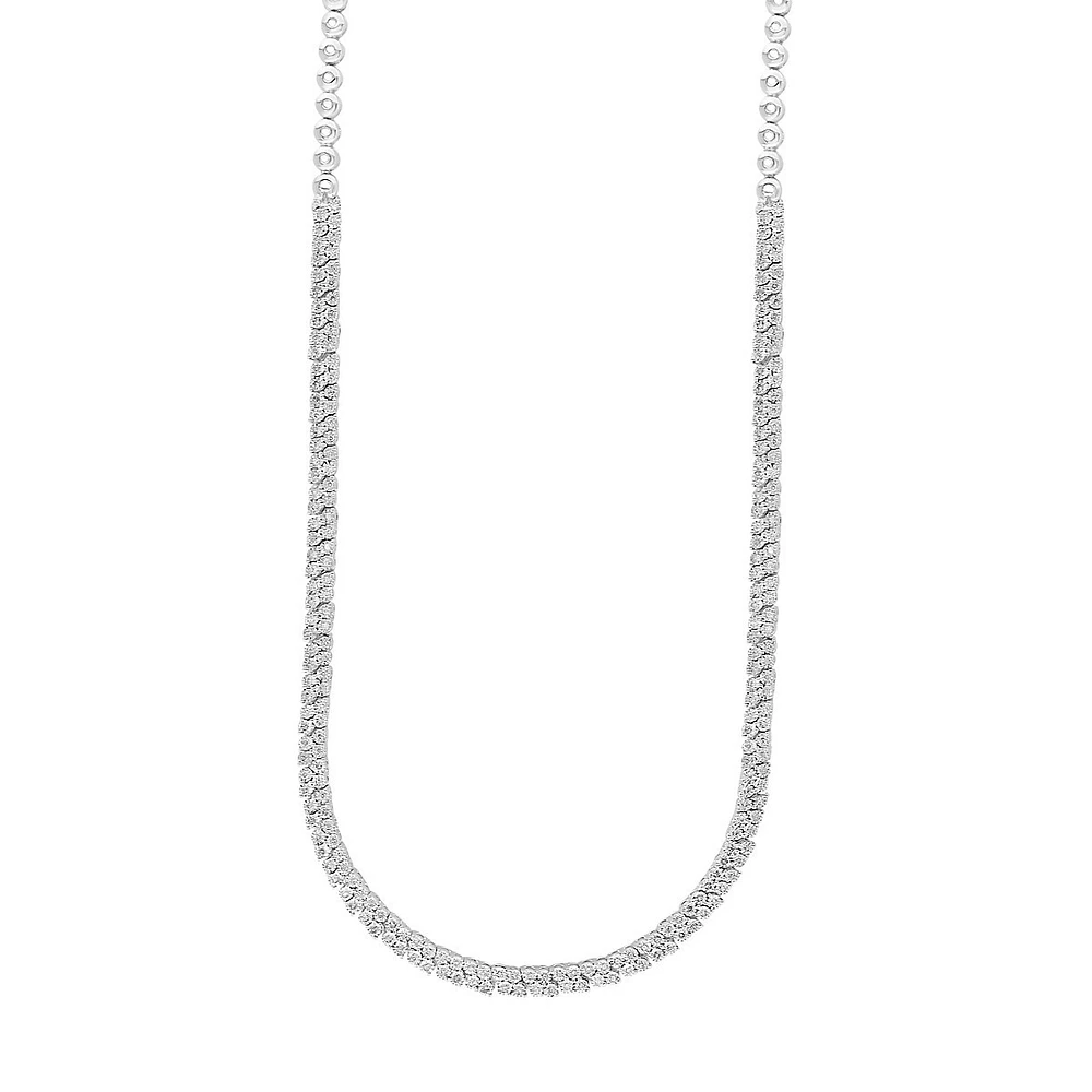 Sterling Silver & 0.94 CT. T.W. Diamond Half Tennis Necklace