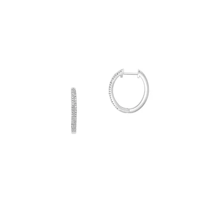 Sterling Silver & 0.23 CT. T.W. Diamond Huggie Hoop Earrings