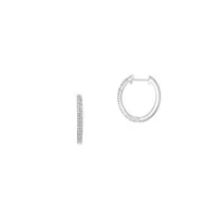 Sterling Silver & CT. T.W. Diamond Huggie Hoop Earrings