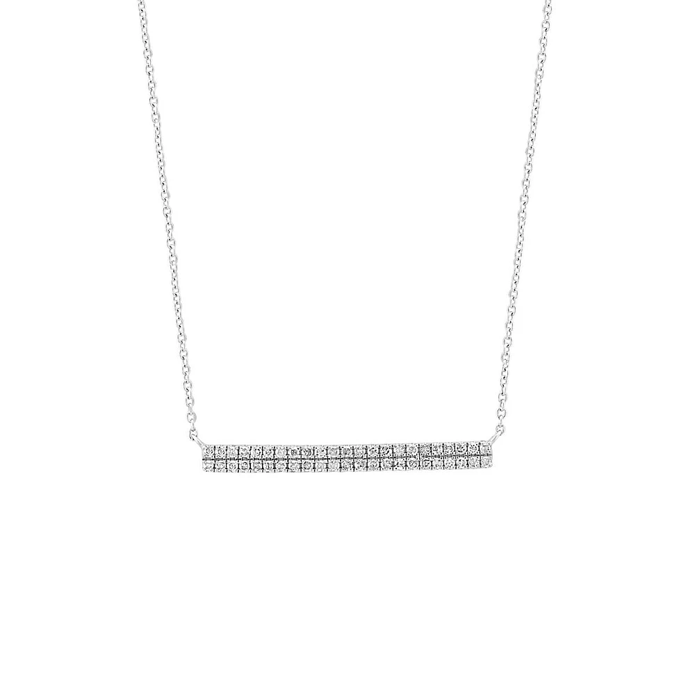 Sterling Silver & 0.23 CT. T.W. Diamond Bar Pendant Necklace