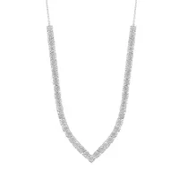 Sterling Silver & 0.21 CT. T.W. Diamond Chevron Necklace