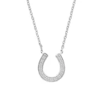 Sterling Silver & 0.08 CT. T.W Diamond Horseshoe Pendant Necklace